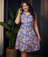 Princess Line Printed Blue Shirt Dress